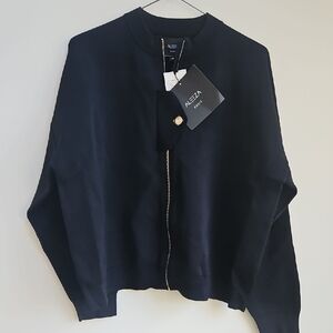 Nelia Black Zip-Up Jacket